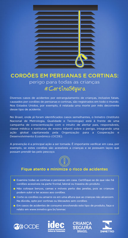 Inmetro alerta sobre riscos para crianças em cordões de cortinas e persianas